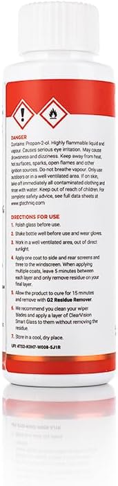 Gtechniq - G1 ClearVision Smart Glass - Improve Wet Weather Visibility; Durable Hydrophobic Coating; Chemically Bonds to Glass; Lasts 1 to 2 Years; More Easily Remove Contaminates (100 milliliters)