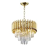 WABON Modern Luxury Crystal Chandelier, Round Raindrop Crystal Hanging Ceiling Light, 4-Lights Penda
