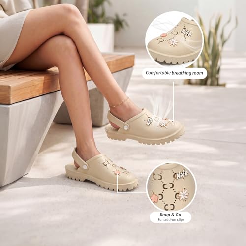 Image of YOHO Women's Clogs Mimo with Charms | Lightweight, Soft on Skin, Comfortable & Waterproof Monsoon Sandals | Everyday Use Footwear for ladies & Girls