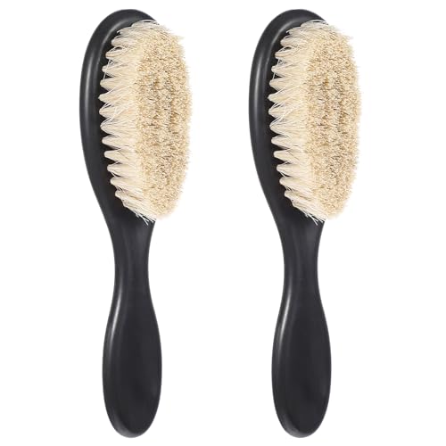 2 Pcs Slick Back Hair Brush, Barber Fade Brush, Neck Duster ABS Handle Soft Bristle Beard Styling Clipper Brushes for Men, Grooming Cleaning Detangling Tool Barbers Accessories for Hair Cutting