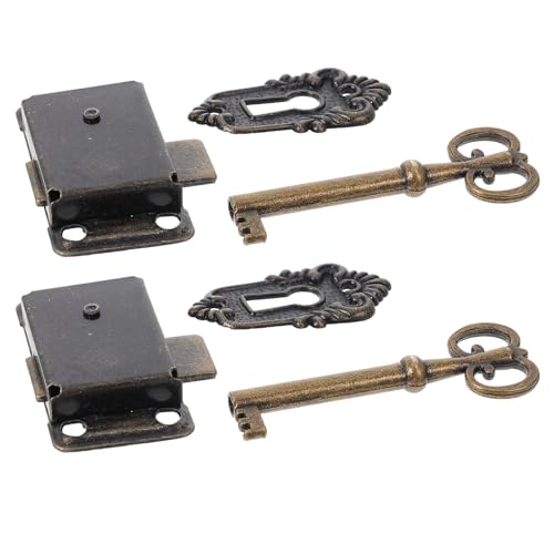 HAPINARY Cerraduras para Armarios Antiguas 2 Piezas en Color Verde Azulado Pestillo Vintage de Metal Resistente para Muebles Joyeros y Cajas de Madera Decorativas Cerraduras Creativas