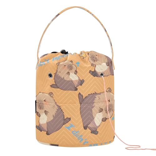 Yarn Storage Bag Small Crochet Bag Knitting Bag Organizer Capybara I Didn't Mean It Yarn Bags for Crocheting Basket