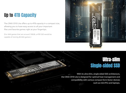 Image of KLEVV CRAS C910 Lite 1TB M.2 NVMe PCIe Gen4x4 Internal SSD up to 5000MB /s (K01TBM2SP0-C9L)