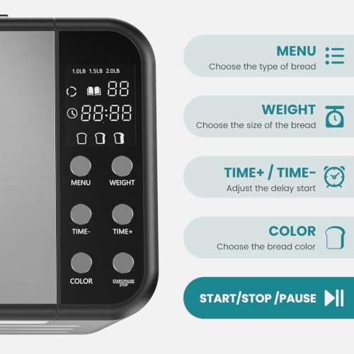 Image of OLIXIS Bread Maker, 21-IN-1 Bread Machine, 2LB Automatic Stainless Steel | Non-stick, 360 Powerful Circulation Baking, Smart Touch Panel, 3 Loaf Sizes & 3 Crust Colors, 650W, Easy Clean