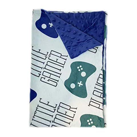 Baby Little Video Gamer Game Remote Minky Receiving Blanket Super Soft Swaddle Gift Noob Player 3 Double Layer Dotted Back 30 x 40 Inch Cover
