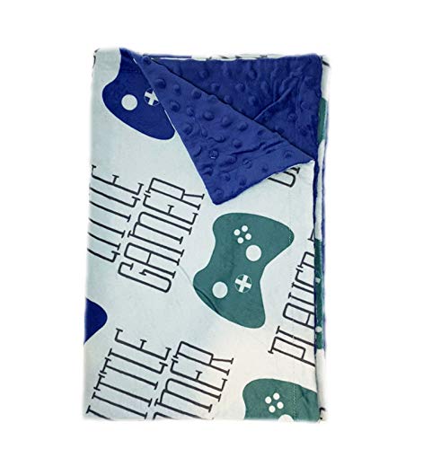 Image of Baby Little Video Gamer Game Remote Minky Receiving Blanket Super Soft Swaddle Gift Noob Player 3 Double Layer Dotted Back 30 x 40 Inch