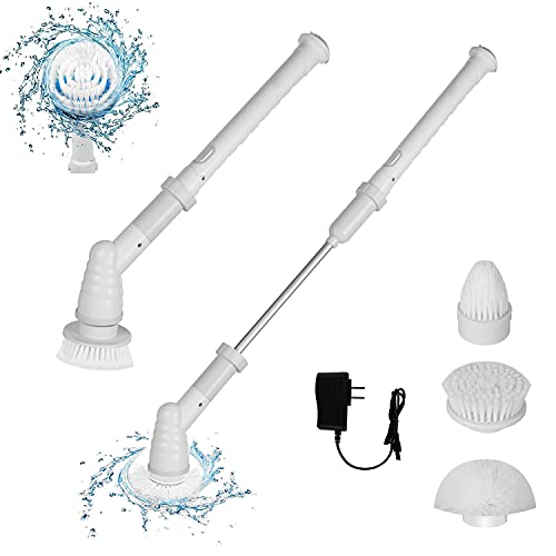 Electric Cleaning Brush,Electric Spin Scrubber Power Brush Floor Scrubber,Cordless Power Shower Cleaner with 3 Replaceable Rotating Brush Heads for Floor,Wall,Bathroom, Kitchen,Tile,Pool