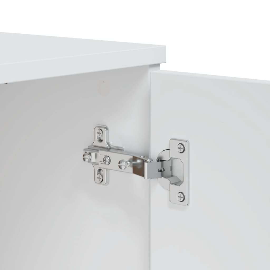 Kredens VIKEN biały, 80 x 40 x 80 cm, materiał drewnopochodny z 3 szufladami i praktycznymi uchwytami do salonu, przedpokoju i jadalni, stabilna konstrukcja, wszechstronne miejsce do