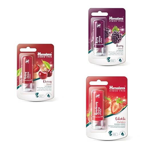 Himalaya Parlatıcı Dudak Bakım Kremi 4,5 gr 3'lü Set| Böğürtlen, Çilek, Kiraz | Silikon, Petrol İçermez
