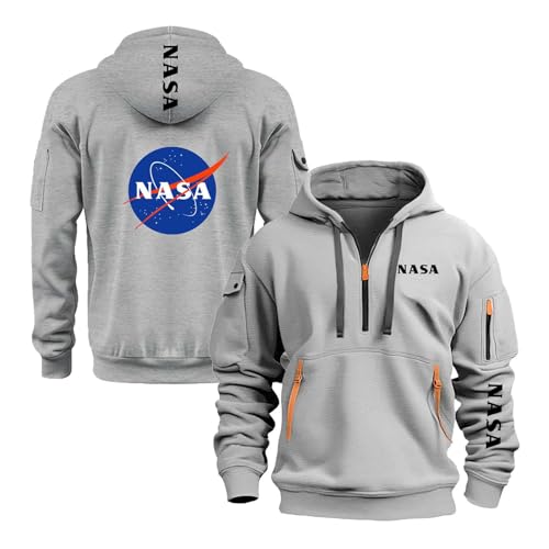 Sweat Capuche NASA Homme Pull Confortable Contre le Vent de Mi-Saison