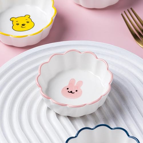 Image of Soy Sauce Dipping Bowls, Ceramic Dipping Bowl, Small Dip Bowls Set Sauce Dish Tiny Bowls Side Dish, Ketchup Soy BBQ Sushi Party Condiments Serving Bowl (Pack of 4, Yellow Bear)