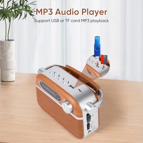 Ongteed Portable Am Fm Analog Radio Plug In Wall With Bluetooth Speak, 3-Way Power Sources, Built-In Rechargeable Battery, Ac Or D Battery Operated Vintage Transistor Radio With 5W Loud Speaker thumb #5