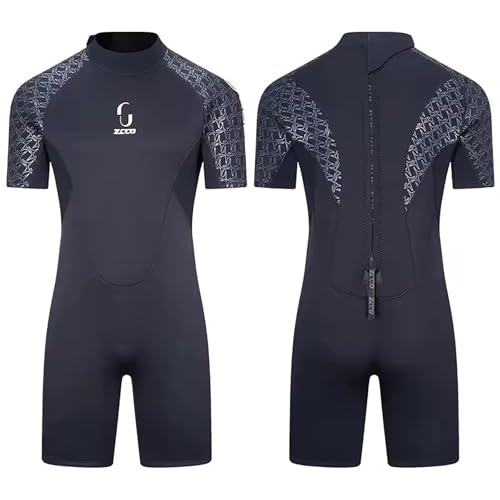 WYYHAA 3Mm Neoprene Short Sleeves Wetsuits, Back Zip Surf Suit Rash Guards Warm Diving Suit for Men, Women Snorkeling Scuba,Men2,XL