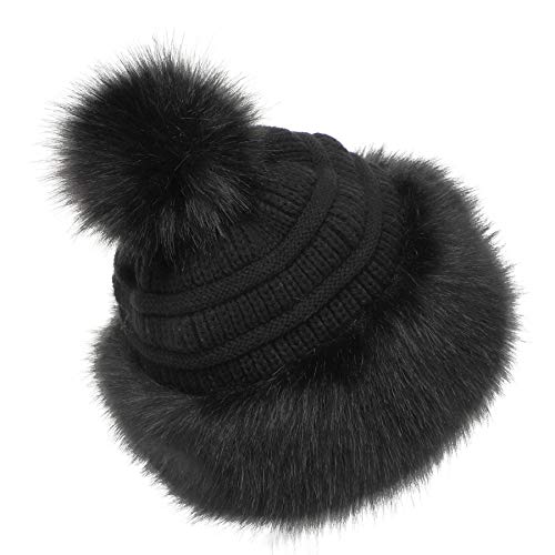 Gorro mujer de piel sintética negro estilo ruso miniatura 5