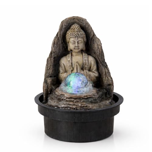 Zen Light Fontaine Peace - D 15 Cm - LED, Beige and Brown