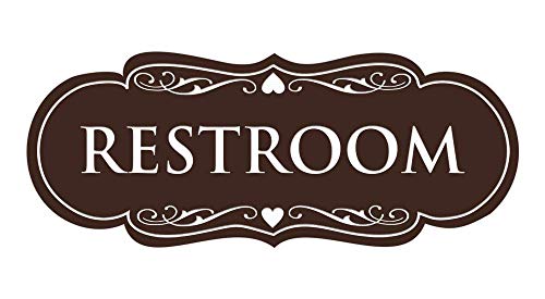 Panneau Restroom marron foncé idéal pour sublimer l'accès aux toilettes