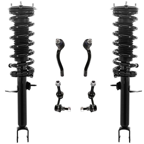 Image of Detroit Axle - RWD Front Struts Kit for 2006 2007 INFINITI M35, 2 Struts with Coil Spring Assembly 2 Sway Bar Links 2 Outer Tie Rod Ends Replacement Suspension Kit