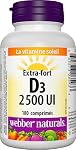 Webber Naturals Vitamin D3 2500 IU Extra Strength, 180 Tablets, For Healthy Bones, Teeth, and Helps Prevent Vitamin D Deficiency