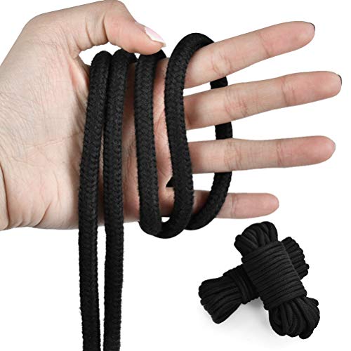 Miniatura 3 de Cuerdas Algodon Timesetl 3 Pcs Cuerda Suave Bondage Cordon Algodon De Amarre Elastica Corda Preta Trenzado Cuerda De Tejiendo, Grueso Cordón 10 M 33 Pies 8 Mm, Negro