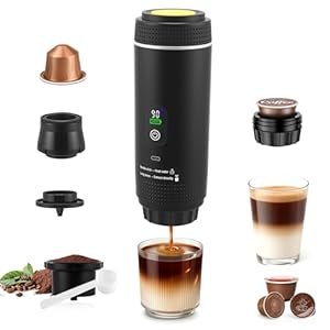 Tragbare Kaffeemaschine,80ML Kaffeemaschine Auto Espressomaschine USB, Kompatibel mit kapsel und gemahlener Kaffee, 5 Minuten Schnelles Erhitzen, Mini kaffeemaschine für Büro Camping Auto (Schwarz)