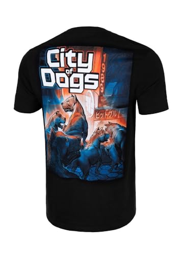 PITBULL Herren T-Shirt Klassischer Regularer Schnitt Tshirt Männer Pit Bull West Coast City of Dogs 24 Sommer Outfit T-Shirt mit Aufdruck von Hunden in der Stadt M