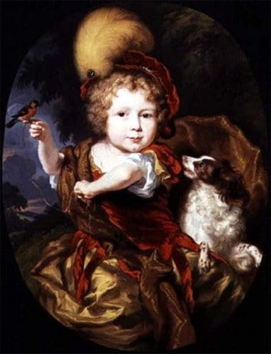 Portrait garçon oiseau Nicolaes Maes toile déco murale 60x90cm