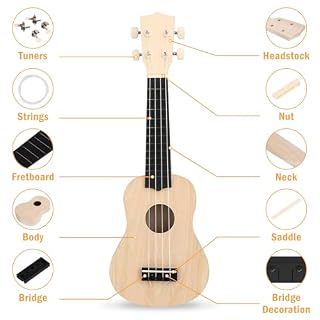 DIY Ukulele Kit with Tools(21 inch) – Build Your Own Ukulele Look, Wooden Small Hawaiian Guitar Gift for Adults - Les Beatles, Paul McCartney, John Lennon, RIngo Starr, George Harrison DIY Ukulele Kit with Tools(21 inch) - Build Your Own Ukulele Look, Wooden Small Hawaiian Guitar Gift for Adults – Image 2
