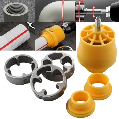 PVC Pipe Threader Kit with Various Die Sizes, PVC Pipe Thread Maker Tool for Electric Drill, Reusable Plastic Tube 3 Round Die for Cutting