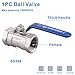 DERNORD Stainless Steel Ball Valve 1PC Type NPT Standard Port for Water, Oil, and Gas (3/4 Inch Ball Valve)
