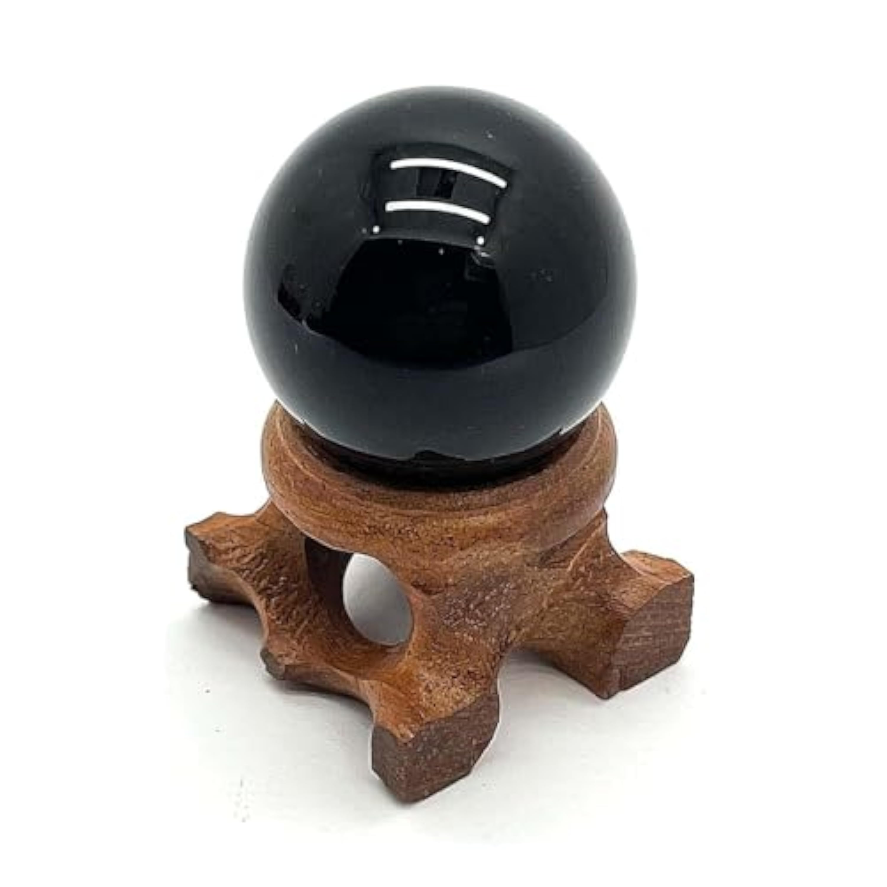 arana´s - Esfera obsidiana Negra - Bola de 3 cm Cristal curativo + Soporte Madera Tallada - Piedras y Cristales Naturales - Feng Shui curación sanación decoración (Obsidiana, 3cm)