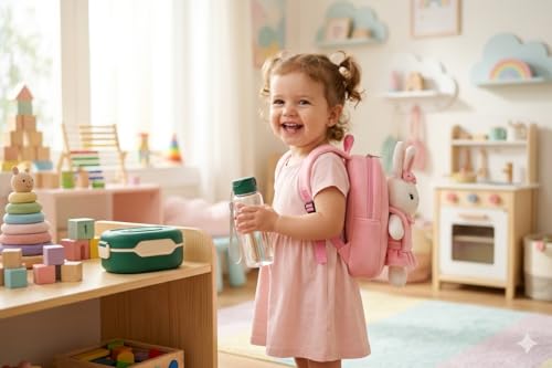 Image of Cartoon Plush Kids School Bag 2-6 Years | Soft Toy Backpack for Boys & Girls | Toddler Nursery Preschool Bag | Lightweight Adjustable Straps