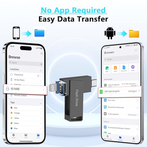 Pamięć USB do telefonu 256 GB, Levida Memory Stick 3 w 1, pamięć USB 3.0, fotoklaska, pamięć Flash Drive do iOS, Pad, OTG z systemem Android, laptopa, PC (czarny)