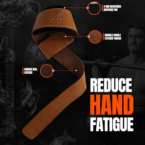 Genuine Leather Lifting Straps Black