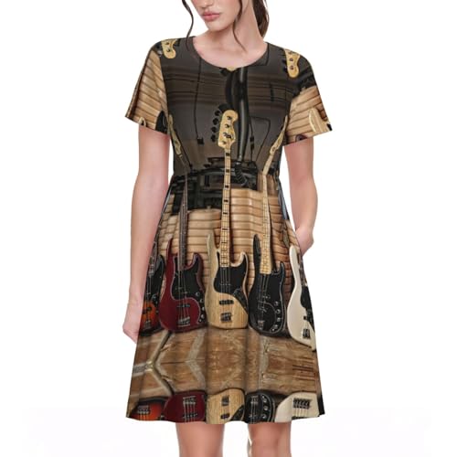 Robe mi-longue guitare coton léger col rond pour éviter la chaleur estivale