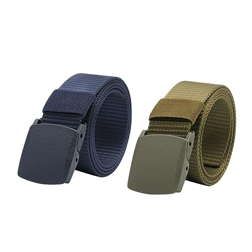 CLISPEED 2pcs Adjustable Canvas Waist Belt for Men Field Belt Buckle Casual for Outdoor Training Dark