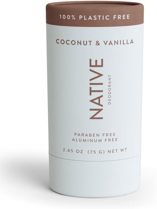 Desodorante sin plástico que contiene ingredientes de origen natural, control de olores durante 72 horas | Desodorante para mujeres y hombres, sin aluminio con bicarbonato de sodio, aceite de coco y manteca de karité | Coco y Vainilla