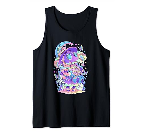 Kawaii Pastel Goth Cute and Scary Plague Doctor Tank Top, Black
