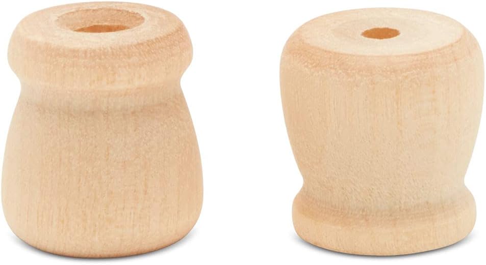 Bean Pot Candle Cups, 5/8 Inch, 1/4 Inch Hole, Pack of 25 Unfinished Wood Candle Holders, Wood Turnings for Crafts, by Woodpeckers