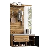 Espace de rangement maximal pour le couloir - Avec armoire à chaussures, tiroir, étagère supérieure, tringle à vêtements et 4 crochets - Le tout en un seul ensemble. Idéal pour les chaussures, manteaux et accessoires.
