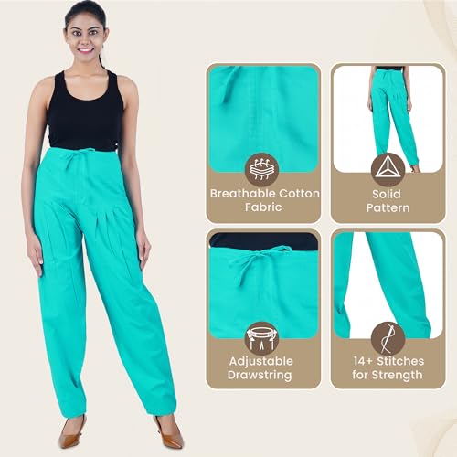 Image of Happy Bunny Salwar Pant for Women, Fine Cotton Ethnic Trousers with Drawstring Waist, Comfortable Daily, Office & Casual Wear Bottoms
