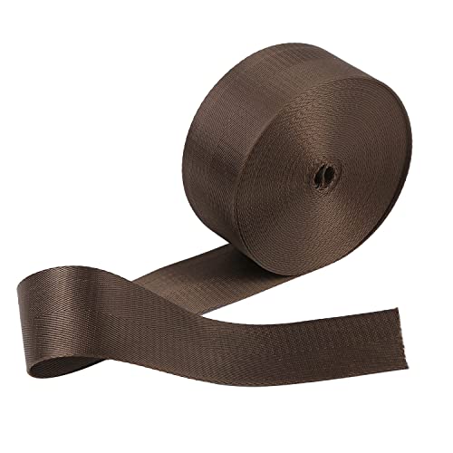 Devobunch 2”Heavy Duty Nylon Webbing 10 25 50 Yard - Nylon Strapping For Outdoor Diy Gear Repair, Durable Nylon Strapping For Indoor Or Outdoor Gear, Diy Crafting, Repairing (Brown, 10 Yard) #TOP5
