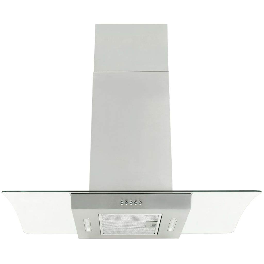 Tidyard Cappa a Isola 90 cm in Acciaio Inossidabile e Vetro Temperato 756 m³/h LED 180 W | Argento
