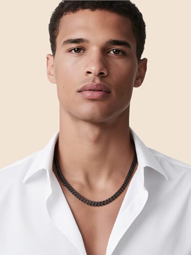Supcare Stainless Steel Cuban Link Chain for Men, 6mm/7mm Width, 20 Inch Mens Chains, Black/14K Gold Plated, Non-Tarnish and Durable Hip Hop Jewelry for Him Boyfriend Husband Father2