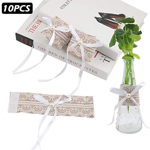 Napkin Ring 10Pcs Vintage Natural Lace Linen Roll Handmade Burlap Ribbon Napkin Ring Wedding Party Decoration #TOP4