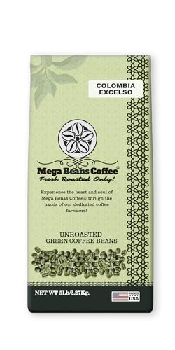 Colombia Ixtapa Excelso, Unroasted Green Coffee Beans, Mega Beans Coffee, 100% Arabica (5LB)