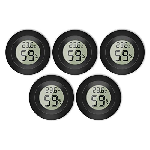 DIFCUL igrometro termometro ambiente, termometro ambiente interno, Mini LCD Misuratori di umidità digitale a forma rotonda per Monitor di Temperatura e Umidità, per Casa, Rettile, Ufficio