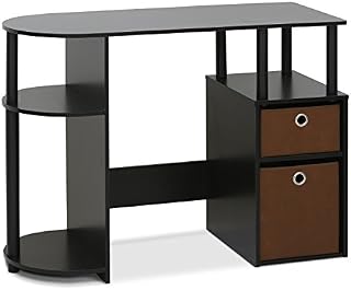 Furinno JAYA Simplistic Computer Study Desk with Bin Drawers, Espresso