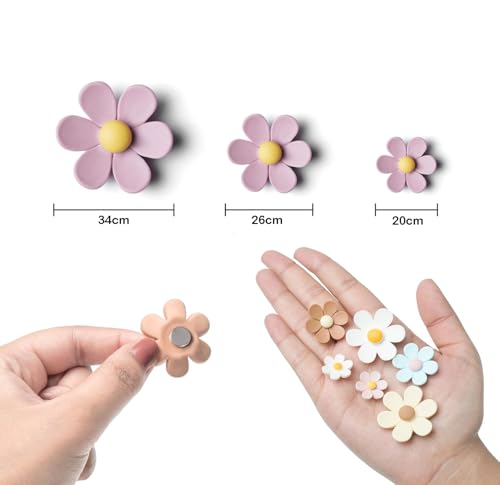 Image of 3D Flower Magnets for Fridge Strong Refrigerator Magnet Adorable Decorations for Home (10, Large (34mm))