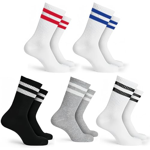 tyokas 5 Pares Calcetines Deportivos Hombres Mujeres Tenis Calcetines Para Correr Algodón Rayas Que Absorben El Sudor Adecuados Para Zapatos Deportivos, Zapatos Casuales