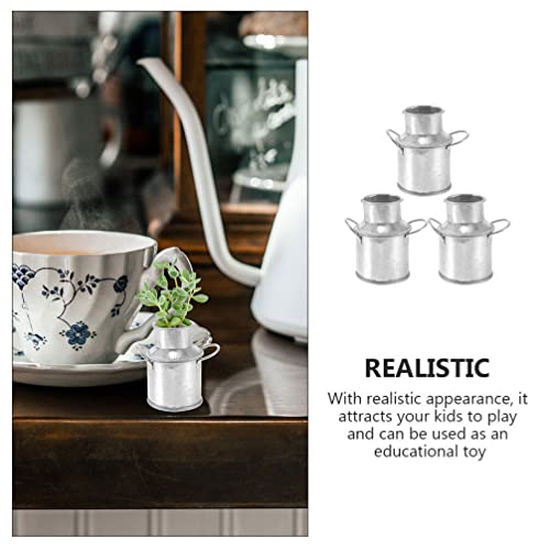 Happyyami 3Pcs Mini Retro Milk Can Galvanized Vase Milk Jug Metal Flower Vase Dollhouse Miniature Plant Pot For Home Kitchen Living Room Farmhouse Landscape Decor 5Cm #TOP5